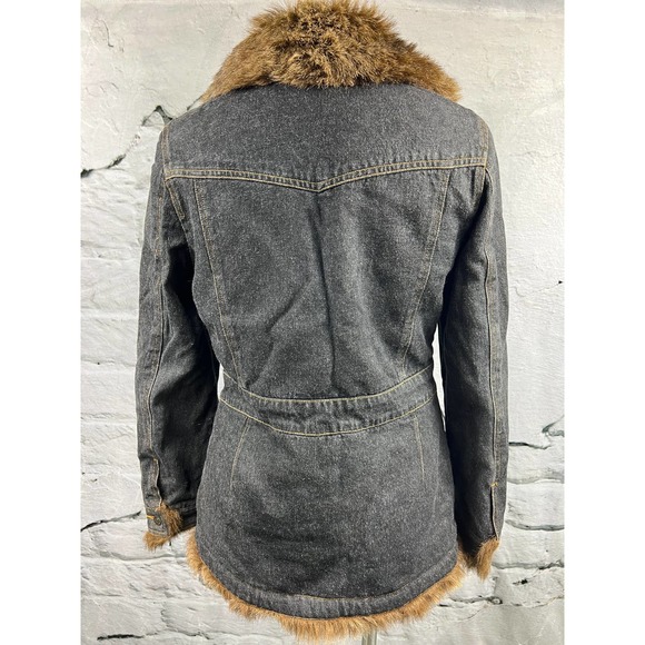 Marvin Richards denim faux fur lined jacket button up womens size S - Picture 2 of 11